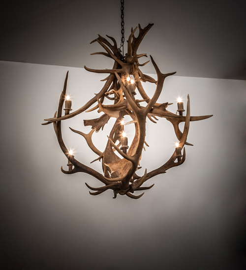 Meyda 55" Wide Antlers Elk & Fallow Deer 10 Light Chandelier- 212275