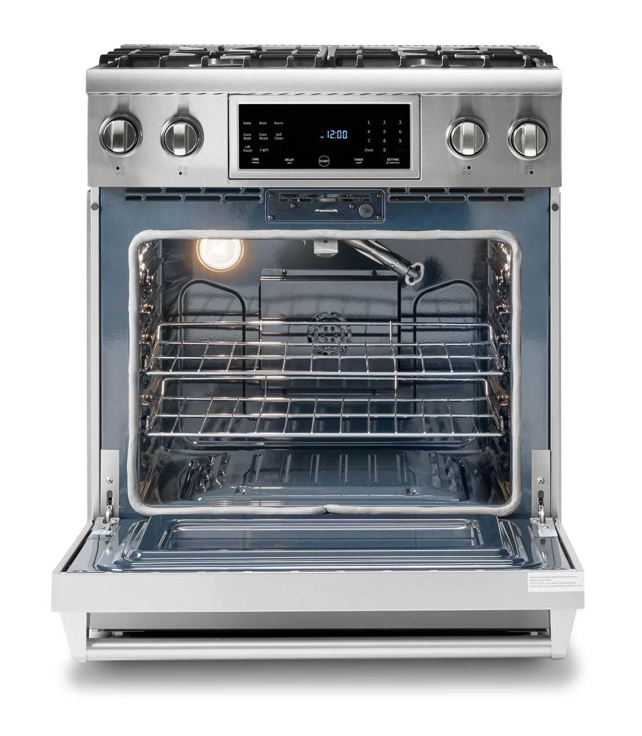 Thor Kitchen 5-Piece Appliance Package - 30-Inch Gas Range with Tilt Panel, Refrigerator with Water Dispenser, Wall Mount Hood, Dishwasher, & Microwave Drawer in Stainless Steel
