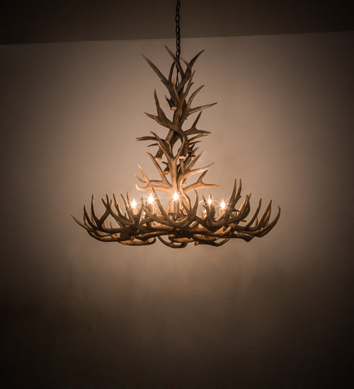 Meyda 43" Wide Antlers Whitetail Deer 8 LT Chandelier- 200436