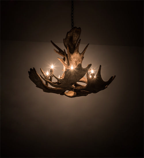 Meyda 33" Wide Antlers Moose 10 Light Chandelier- 200438