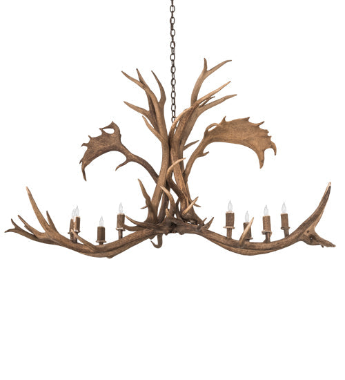 Meyda 64" Long Antlers Elk & Fallow Deer 8 Light Chandelier- 200454