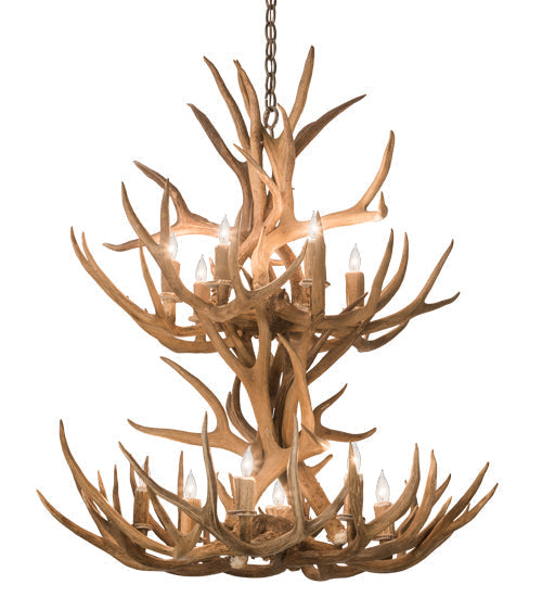 Meyda 34" Wide Antlers Mule Deer 12 LT Chandelier- 200460