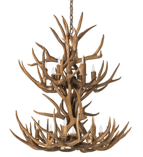 Meyda 34" Wide Antlers Mule Deer 12 LT Chandelier- 200460