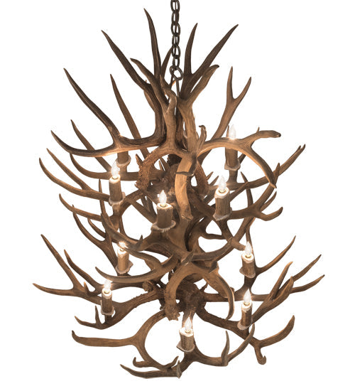 Meyda 34" Wide Antlers Mule Deer 12 LT Chandelier- 200460