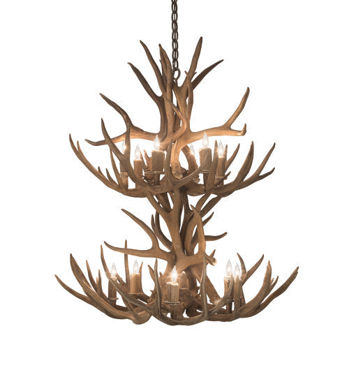 Meyda 34" Wide Antlers Mule Deer 12 LT Chandelier- 200460