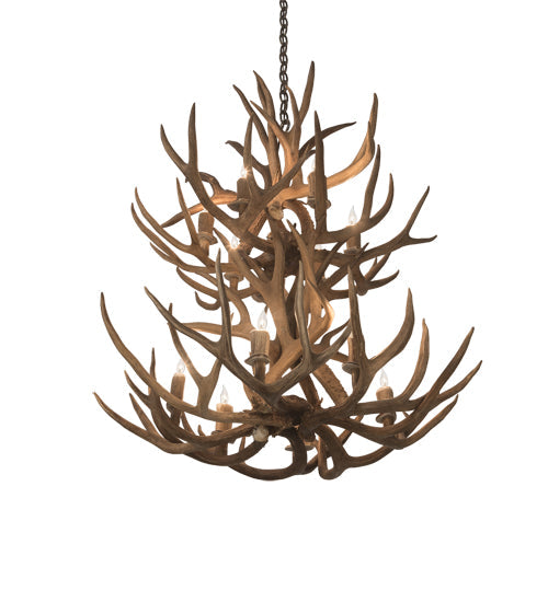 Meyda 34" Wide Antlers Mule Deer 12 LT Chandelier- 200460