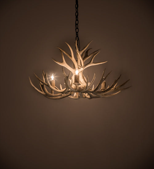 Meyda 32" Wide Antlers Mule Deer 4 Light Chandelier- 200464