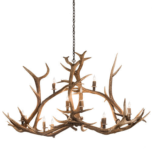 Meyda 70" Long Antlers Elk 10 Light Oblong Chandelier- 200466