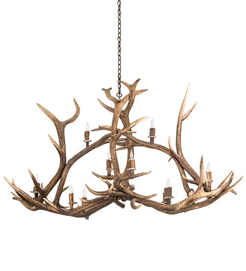 Meyda 70" Long Antlers Elk 10 Light Oblong Chandelier- 200466