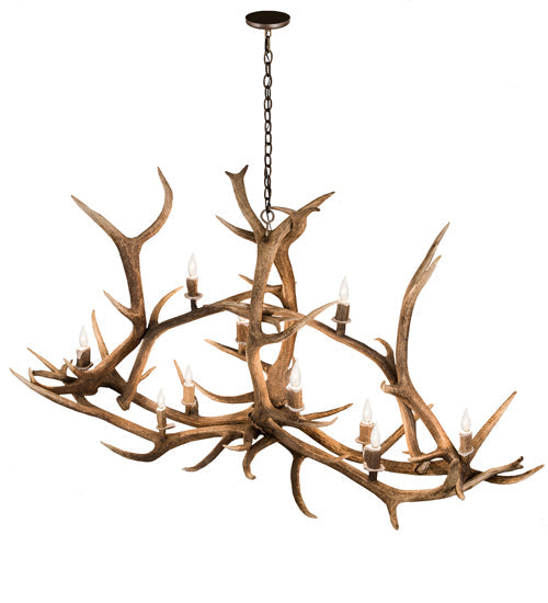 Meyda 70" Long Antlers Elk 10 Light Oblong Chandelier- 200466