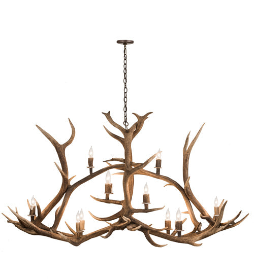 Meyda 70" Long Antlers Elk 10 Light Oblong Chandelier- 200466