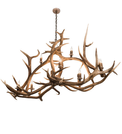 Meyda 70" Long Antlers Elk 10 Light Oblong Chandelier- 200466