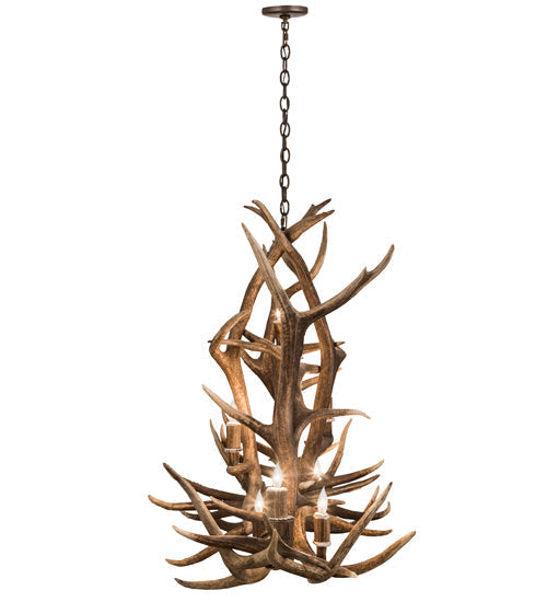 Meyda 70" Long Antlers Elk 10 Light Oblong Chandelier- 200466