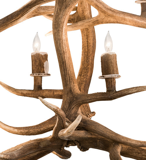 Meyda 70" Long Antlers Elk 10 Light Oblong Chandelier- 200466