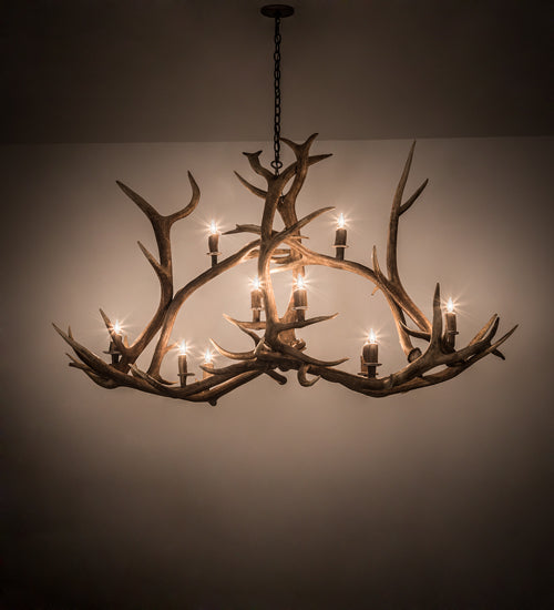 Meyda 70" Long Antlers Elk 10 Light Oblong Chandelier- 200466