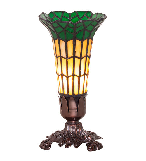 Meyda 8" High Stained Glass Pond Lily Victorian Accent Lamp - 20230