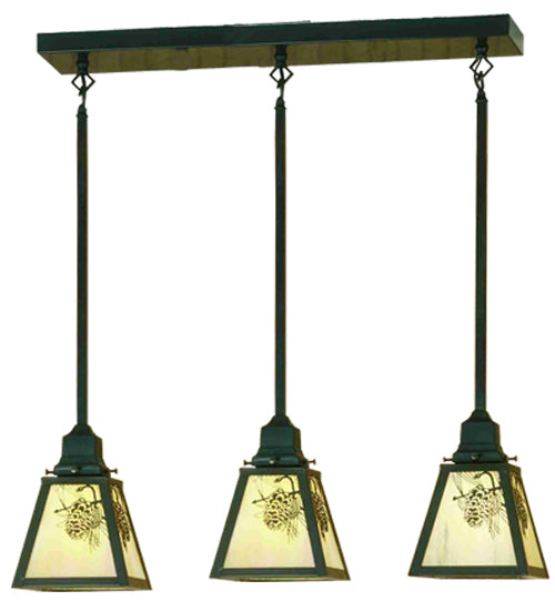 Meyda 24" Long Winter Pine 3 Light Pendant 20681