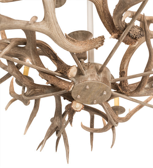 Meyda 84" Long Antlers Elk 8 Light Oblong Chandelier- 210039