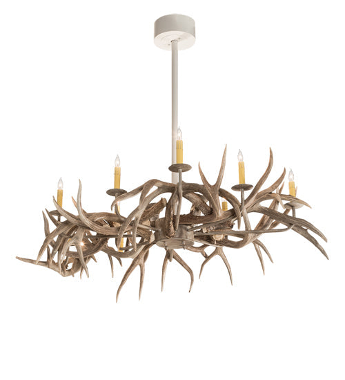 Meyda 84" Long Antlers Elk 8 Light Oblong Chandelier- 210039