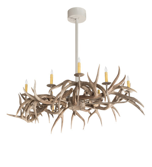 Meyda 84" Long Antlers Elk 8 Light Oblong Chandelier- 210039