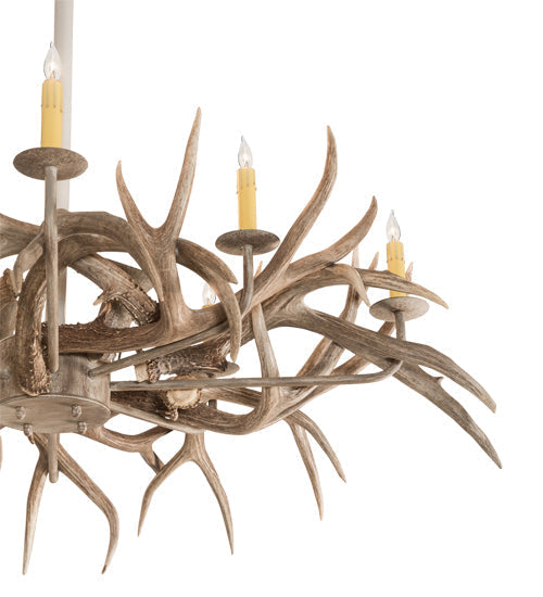 Meyda 84" Long Antlers Elk 8 Light Oblong Chandelier- 210039