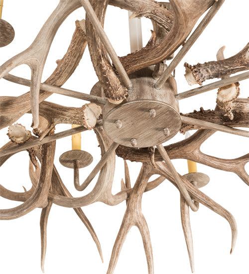 Meyda 84" Long Antlers Elk 8 Light Oblong Chandelier- 210039