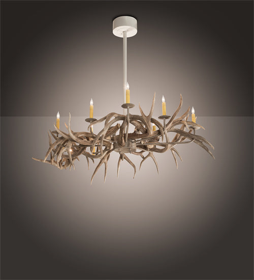 Meyda 84" Long Antlers Elk 8 Light Oblong Chandelier- 210039