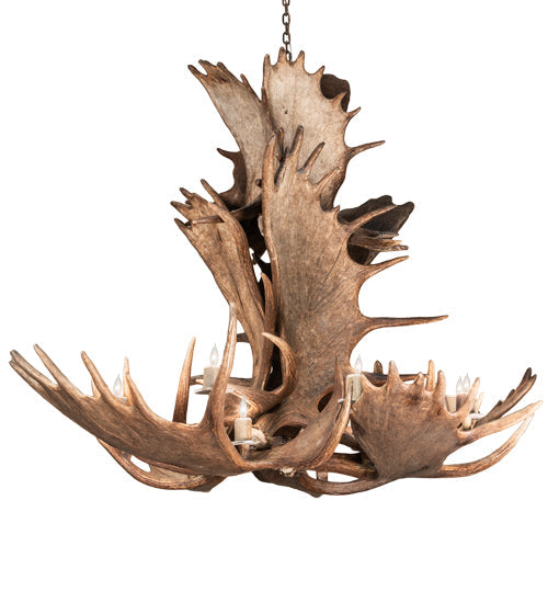 Meyda 64" Wide Antlers Moose 12 Light Chandelier- 212269