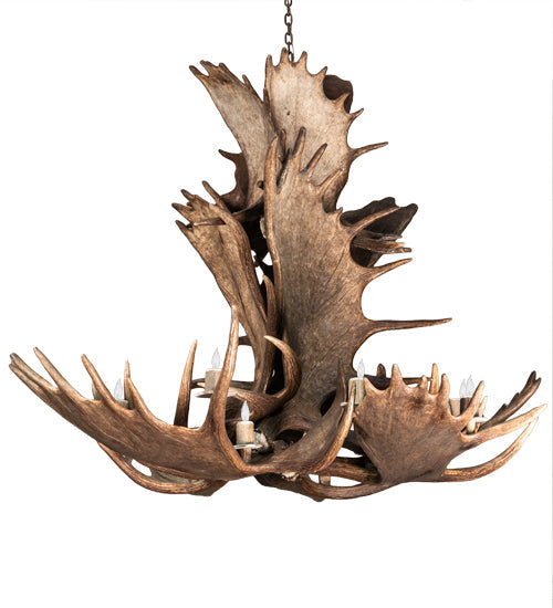 Meyda 64" Wide Antlers Moose 12 Light Chandelier- 212269