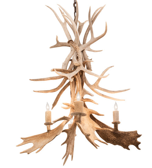 Meyda 28" Wide Antlers White Tail & Fallow Deer 4 Light Chandelier- 212272