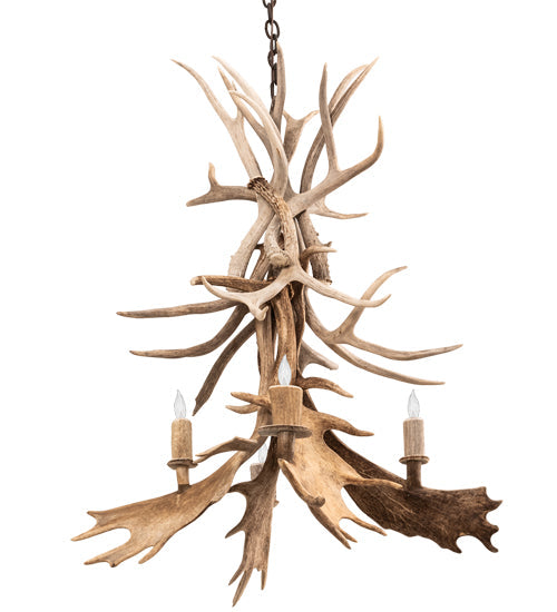 Meyda 28" Wide Antlers White Tail & Fallow Deer 4 Light Chandelier- 212272