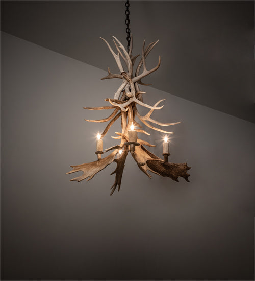 Meyda 28" Wide Antlers White Tail & Fallow Deer 4 Light Chandelier- 212272