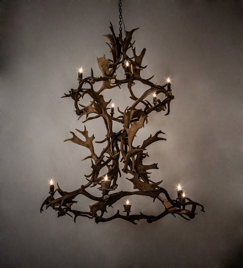 Meyda 58" Wide Antlers Fallow Deer 12 Light Chandelier- 212274