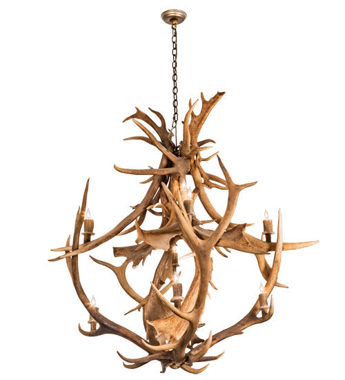 Meyda 55" Wide Antlers Elk & Fallow Deer 10 Light Chandelier- 212275