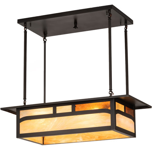 Meyda 34" Long Hyde Park Double Bar Mission Oblong Pendant 214896