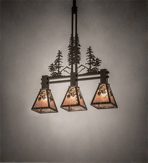 Meyda 30" Long Winter Pine Tall Pines 3 Light Island Pendant '217007