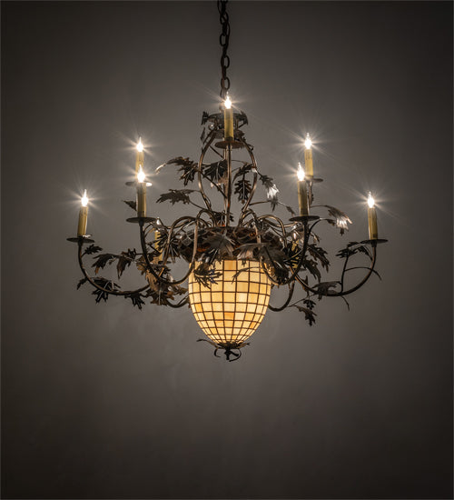 Meyda 39" Wide Greenbriar Oak 9 Light Chandelier '223642