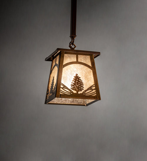 Meyda 7" Square Mountain Pine Mini Pendant 227795