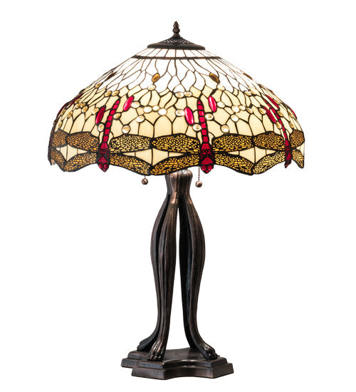 Meyda 30" High Tiffany Hanginghead Dragonfly Table Lamp - 229133