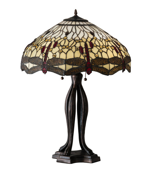 Meyda 30" High Tiffany Hanginghead Dragonfly Table Lamp - 229133