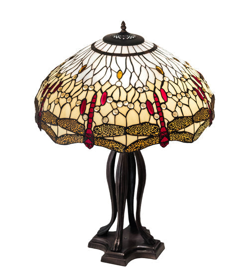 Meyda 30" High Tiffany Hanginghead Dragonfly Table Lamp - 229133