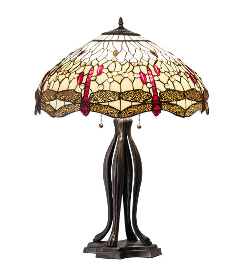 Meyda 30" High Tiffany Hanginghead Dragonfly Table Lamp - 229133