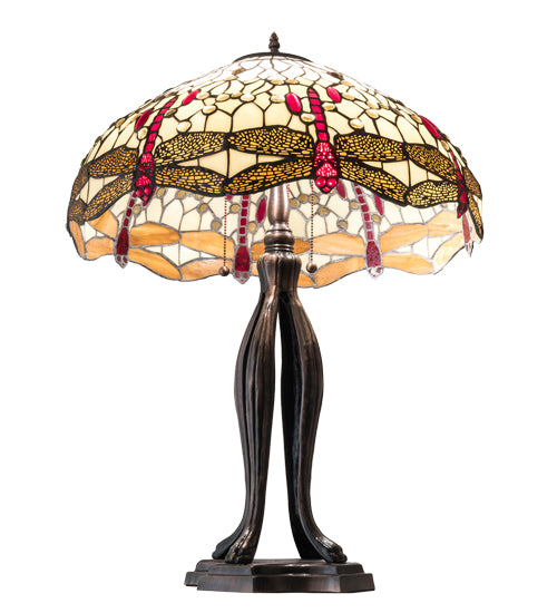 Meyda 30" High Tiffany Hanginghead Dragonfly Table Lamp - 229133