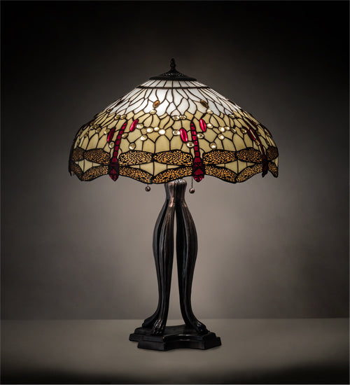 Meyda 30" High Tiffany Hanginghead Dragonfly Table Lamp - 229133