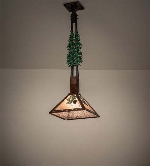 Meyda 12" Square Winter Pine Tall Pines Pendant 229402