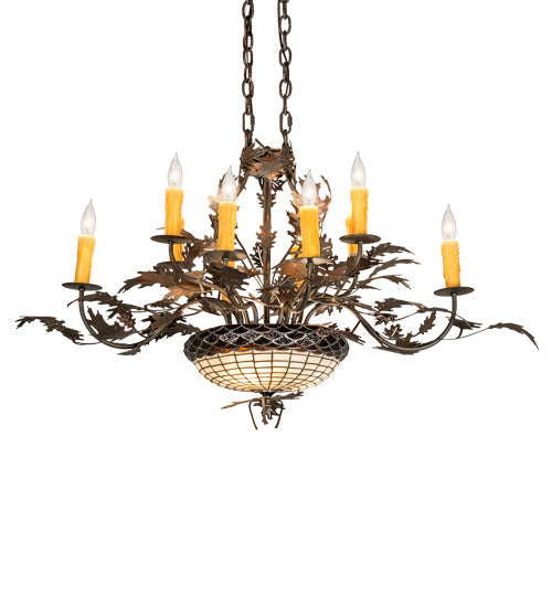 Meyda 36" Long Greenbriar Oak 10 Light Chandelier 230421