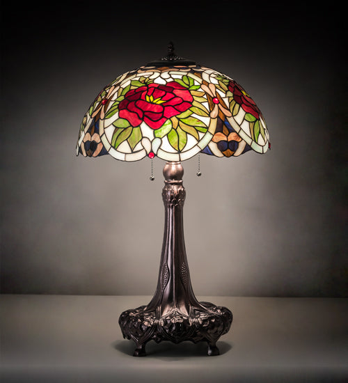 Meyda 31" High Renaissance Rose Table Lamp- 230476