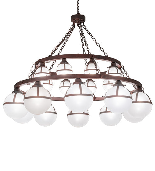 Meyda 60" Wide Bola Tavern 20 Light Two Tier Chandelier 230704