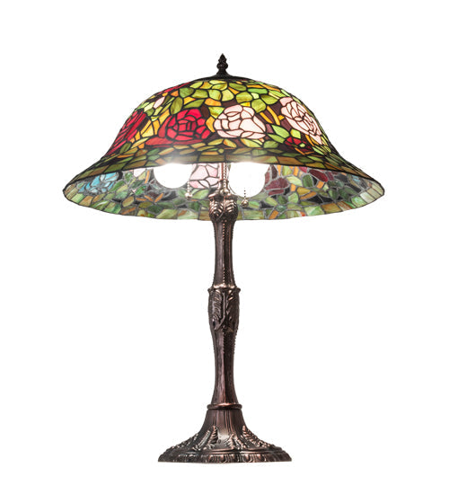 Meyda 26" High Tiffany Rosebush Table Lamp- 232799