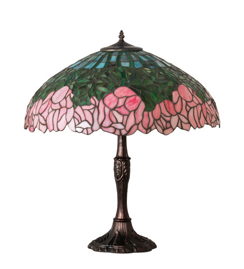 Meyda 26" High Tiffany Cabbage Rose Table Lamp- 232802